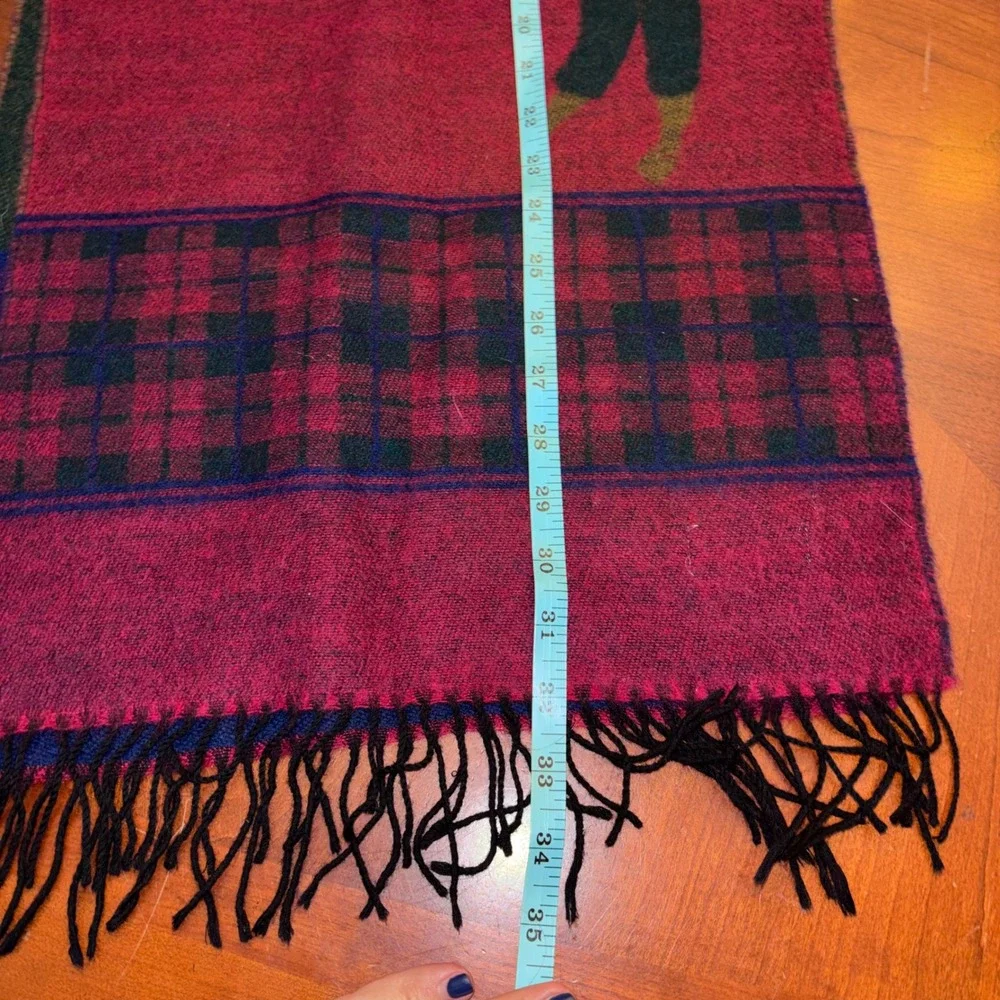 Vintage | West Germany |‎ Pure Wool Scarf | Fitzgeralds | Golfer Plaid | Fringe